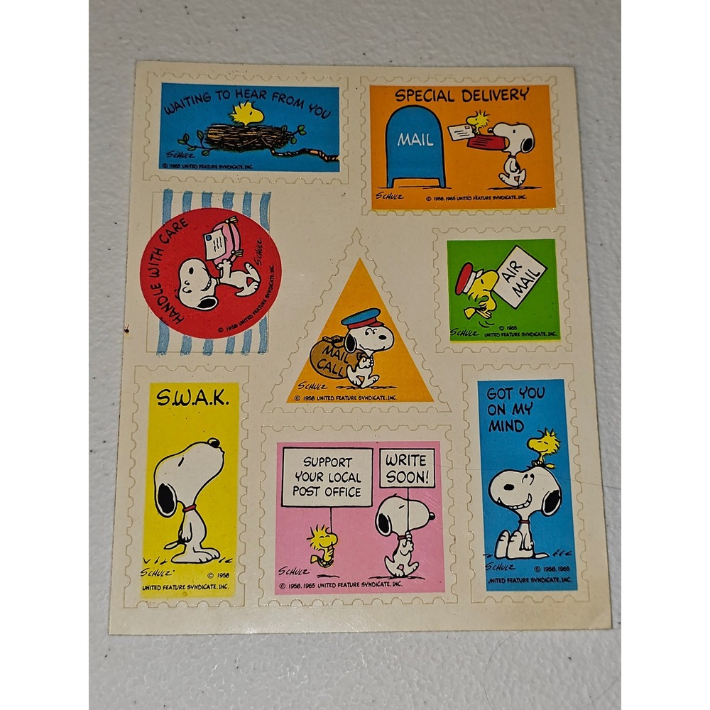 1 Sheet Vintage Hallmark Peanuts Snoopy & Woodstock Stickers